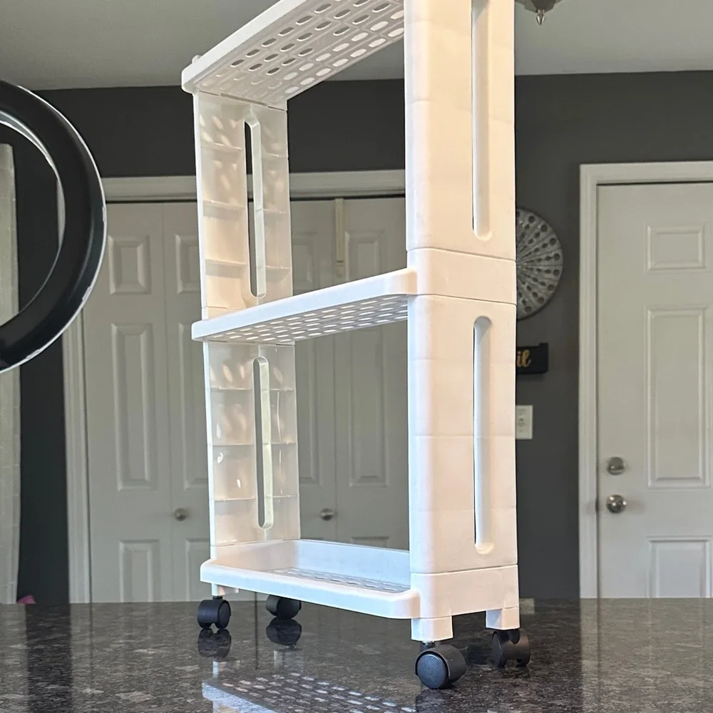 White Rolling Storage Cart With Hanger Option 25.5